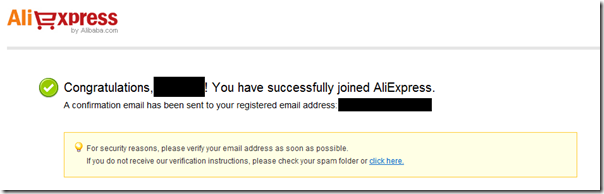 AliExpress 登録の成功