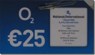 O2のプリペイドSIMカード(空港)