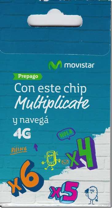 MovistarのプリペイドSIMカードのパッケージ 表