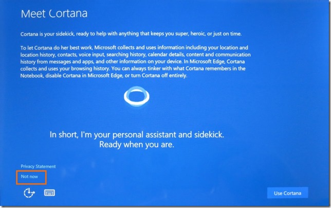 Cortanaの設定 スクロール後