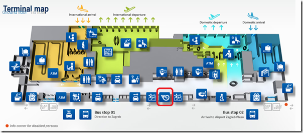 ザグレブ国際空港の地図