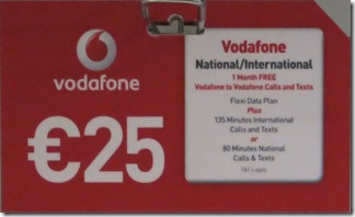 VodafoneのプリペイドSIMカード(空港)