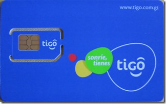 TigoのプリペイドSIMカード表