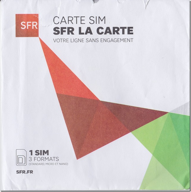 SFRのプリペイドSIMカードのパッケージ
