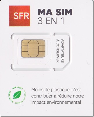 SFRのSIMカード 表