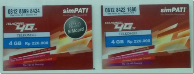 ジャカルタで販売していたTelkomselのプリペイドSIMカード