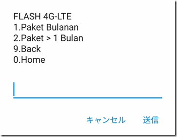 「Paket FLASH 4G-LTE」メニュー
