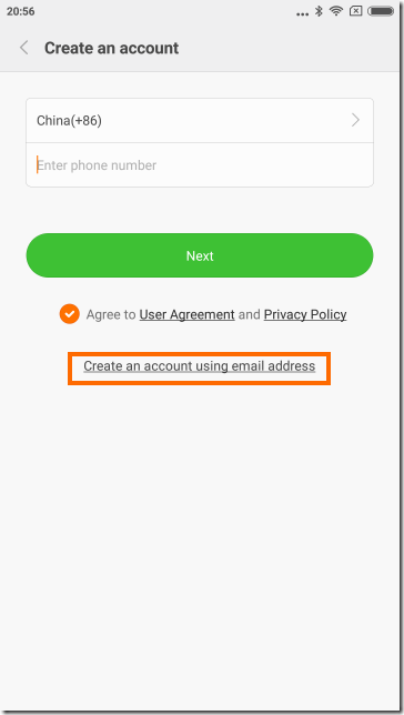 メールアドレスを使ったアカウント作成を選択