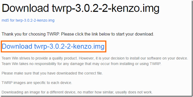 TWRP 3.0.2のダウンロード