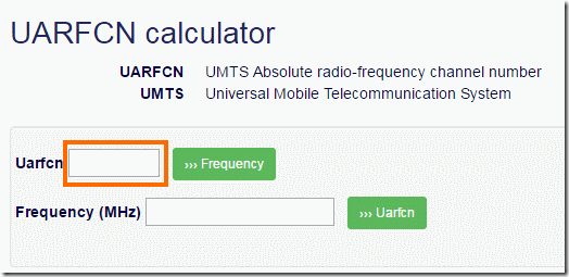 UARFCNから周波数への返還