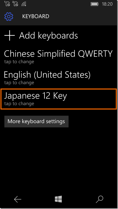 Japanese 12 Keyを選択