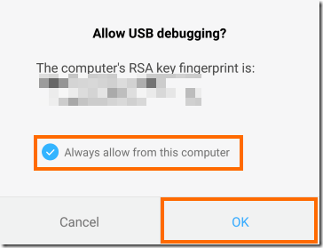 USB debuggingを許可