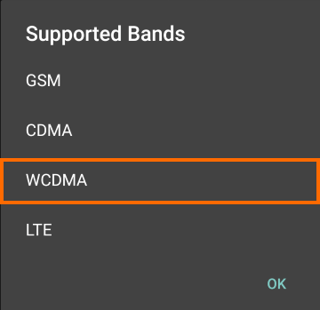 WCDMAを選択