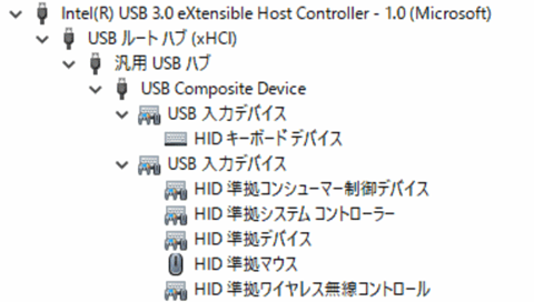 USBの状態 (キーボード接続中)