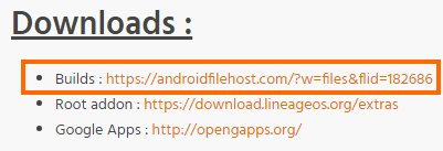 LineageOSのダウンロードページへ