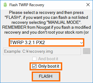 Only boot itを選択してFLASH