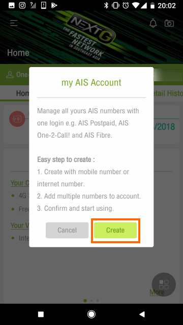 my AIS Account 만들기