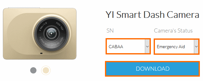 Yi Smart Dashcamのレスキュー用ファームウェアのダウンロード
