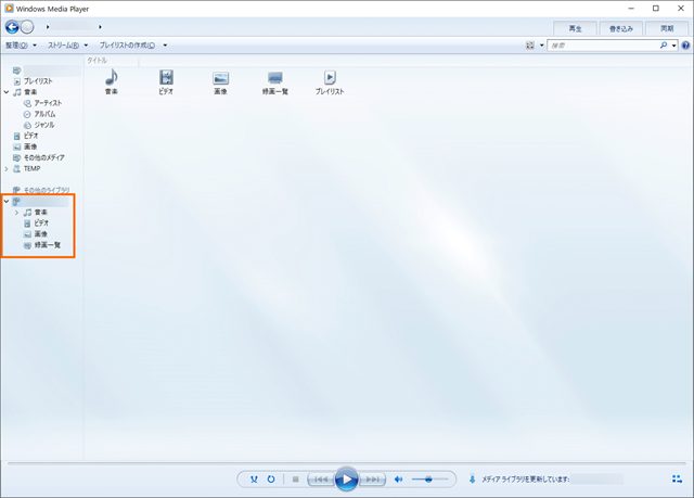 Windows Media Playerの画面
