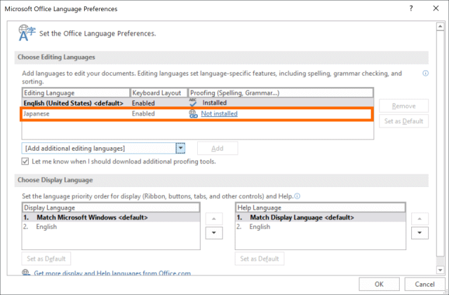 Microsoft Office Language Preferences