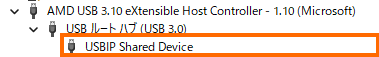 usbipd attach後のデバイスマネージャー